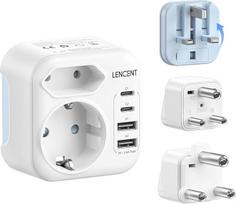 LENCENT D, G ir M tipo kombinuotas kelioninis adapteris su 2 USB-C ir 2 USB-A prievadais Šri Lanka, Pietų Afrika, Botsvana, Namibija, Zimbabvė, Nepalas, Šri Lanka, Pietų Afrika, Botsvana, Namibija, Zimbabvė, Zimbabvė, Nepalas, kelioninis kištukinis lizdas