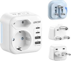 LENCENT D, M ir N tipo kombinuotas kelioninis adapteris su 2 USB-C ir 2 USB-A prievadais Sulankstomas kelioninis kištukas, skirtas Pietų Afrikai Pietų Afrikos Respublikos kelioninio kištukinio lizdo adapteris Maitinimo adapteris