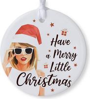 Linksmas Kalėdų papuošalas, linksmas mažasis Swift keraminis Kalėdų eglutės papuošalas, dovana muzikos mylėtojams, dovanų dėžutė pridedama