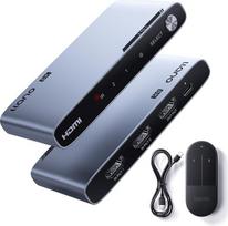 llano HDMI 2.1 jungiklis 8K@60Hz 2 in 1 Out, palaiko 48Gbit/s, 4K@120Hz/240Hz, HDR10+, Dolby Atmos, CEC, aliuminio lydinio jungiklis su IR nuotolinio valdymo pultu, skirtas Apple TV/PS5/Xbox/Roku/Fire Stick ir kt.