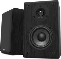 LONPOO LP42 pasyviųjų knygų garsiakalbių pora, 75 W*2 Hi-Fi garso klasikiniai mediniai garsiakalbiai su 4 colių anglies pluošto žemų dažnių garsiakalbiu ir 0,75 colių šilko kupolo aukštų dažnių garsiakalbiu (medžio tekstūros juoda)