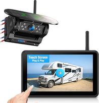 Magnetinė saulės atbulinės eigos kamera Belaidis 7 colių 1080P jutiklinio ekrano monitorius su DVR, BSD, infraraudonųjų spindulių naktinis matymas, 1 minutės montavimas, IP69K vandeniui atsparus automobiliams, sunkvežimiams, priekaboms, nameliams ant ratų