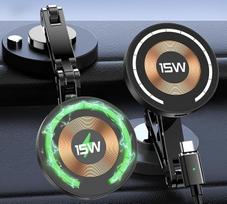 Magnetinis automobilinis laikiklis, 15 W greitasis įkroviklis, magnetinis belaidis automobilinis įkroviklis, belaidis automobilinis telefono laikiklis, 360° kampu besisukantis magnetinis automobilinis laikiklis, skirtas 17/16/15/14/13/12 telefonams (1 pak