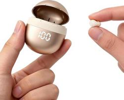 Mini nematomos ausinės "Bluetooth" belaidės "In-Ear" mažiausios belaidės ausinės belaidės ausinės ausinės ausų kištukai mažoms ausims ausų kanalai paslėptos ausinės ausinės ausinės (smėlio spalvos)