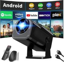 Mini projektorius 4K, 1080P Full HD vaizdo projektorius Nešiojamasis projektorius su "WiFi 6" ir "Bluetooth 5.2", automatinis lizdinės plokštumos koregavimas Integruotos išmaniosios programėlės su 180° pasukimo galimybe USB/TV atmintinė/HDMI
