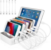 mobiliojo telefono USB įkrovimo stotelė, kelių įrenginių, 6 prievadų USB įkrovimo stotelė mobiliesiems telefonams, išmaniesiems telefonams, planšetiniams kompiuteriams