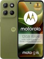 motorola Moto G15 12GB (4GB + 8GB RAM Boost)/128GB Žalia Ispanija 6,72" FHD+ ekranas, 50MP kameros sistema ir itin plataus kampo objektyvas, 5200 mAh baterija, "TurboPower™" įkrovimas, veganiškas