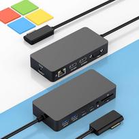 Naujas "Microsoft Surface" dokas su trimis ekranais, dvigubu HDMI+VGA ir maitinimo šaltiniu, "12-in-1" "Surface" dokas, skirtas "Microsoft Surface Pro 11/10/9/8/X/7/7/6/5/4/3", "Surface" nešiojamajam kompiuteriui 7/6/5/4/3/2/1, "Surface