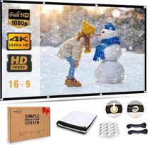 Nešiojamas projektoriaus ekranas su 16:9 HD 4K ekranu mokyklai, namų kinui, kino teatrui, biurui, sulankstomas, 90" (plotis) x 51" (aukštis), matinės baltos spalvos, plačiaekranis, 100"