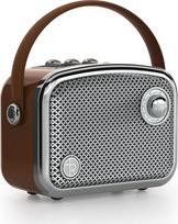 Nešiojamasis "Bluetooth" garsiakalbis Derliaus stiliaus rudos spalvos retro dizainas su metaliniu tinkleliu Kompaktiška kvadrato forma (rudos spalvos)