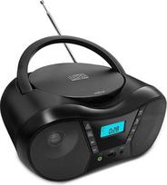 Nešiojamasis CD grotuvas "Boombox" su FM radiju, "Bluetooth" garsiakalbis, maitinamas kintamosios srovės akumuliatoriumi, palaiko CD/CD-R/RW/USB/BT/AUX, skystųjų kristalų ekranas, ausinių lizdas, dovana tėvams (juodas)