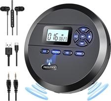 Nešiojamasis CD grotuvas, DESOBRY CD grotuvas su garsiakalbiais ir FM siųstuvu, automobilinis diskomagnetofonas, 2000 mAh akumuliatorius, ausinės, AUX kabelis
