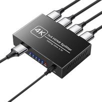 NEWCARE HDMI skirstytuvas 1 in 4 Out, 4K HDMI skirstytuvas 1 in 4 Out vienu metu, HDMI skirstytuvas 1 in 4 Out, 4 monitoriai vienu metu, Full HD HD HDTV Blu-Ray DVD (ne išplėstinis ekranas)