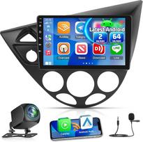 NHOPEEW 2+64G "Android CarPlay" stereofonija "Ford Focus 1998-2004" - 9 colių jutiklinio ekrano radijas su belaidžiu "CarPlay" ir "Android Car - WiFi GPS Mirror Link EQ RDS + atbulinės eigos kamera ir mikrofonas