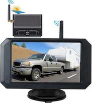 OBEST Saulės belaidis skaitmeninis atbulinės eigos kameros rinkinys, 1080P belaidė atbulinės eigos kamera su 5 colių LCD monitoriumi, IP67 vandeniui atsparus atbulinės eigos kameros monitorius automobiliui, furgonui, sunkvežimiui, karavanui, priekabai, na