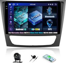 OiLiehu 4G + 128G "Android" radijas "Mercedes Benz" W211 E klasės CLS klasės W219 2005-2008 m. Dvigubas DIN "CarPlay" "Android" automobilinis radijas su 9 colių ekranu ir "Bluetooth" FM RDS GPS WiFi SWC EQ galinio vaizdo kamera