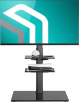 ONKRON TS5550-B TV stovas 32-65 colių televizoriams, maksimali apkrova 40 kg, reguliuojamo aukščio, pasukamas, maksimalus VESA 600 x 400, juodos spalvos TV stovas su lentynomis