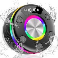 OYIB "Bluetooth" dušo garsiakalbis, nešiojamasis "Bluetooth" garsiakalbis, 360° HD garsas, RGB žibintai, IPX7 vandeniui atsparus belaidis garsiakalbis su siurbtuku ir mikrofonu, dušo radijas vakarėliams, lauko sąlygoms ir kelionėms