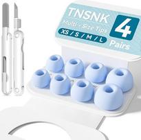Pakaitiniai ausų kištukai "Airpods" 2/1 kartos ausinėms su valymo rinkiniu ir laikymo dėžute (B12 - XS/S/M/L (Sky Blue)