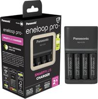 Panasonic eneloop SmartPlus Ladegerät für 1-4 AA/AAA NI-MH-Akkus, mit 4 LED-Anzeigen und 10 Sicherheitsfunktionen, inkl. AA/Mignon-Akkus, min. 2500 mAh, schwarz, K-KJ55HCD40E