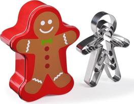 patisse Gingerman 13725 Metalinė skardinė su 4 nerūdijančio plieno sausainių formelėmis arba Gingermano formos pjaustytuvais, 4 skirtingų aukščių: 6 cm/9 cm/12 cm/17 cm