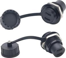 PENGLIN 2 vnt. vandeniui atsparių USB 3.1 C tipo dvigubo skydelio lizdų, USB C moteriškos ir moteriškos lyties lizdo adapteris