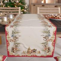 PETTI Artigiani Italiani - Kalėdinis stalo bėgikas, kalėdinis bėgikas, virtuvės bėgikas 140 x 40 cm, elegantiškas vintažinis kalėdinis bėgikas, Kalėdos, 100 % pagamintas Italijoje