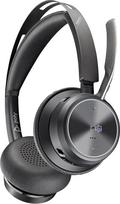 POLY Voyager Focus 2 USB-C ausinės "Microsoft Teams", su USB-C/A adapteriu ir įkrovimo stotele - "Bluetooth", ANC, "Acoustic Fence" technologija, iki 25 valandų pokalbio laiko, juodos spalvos