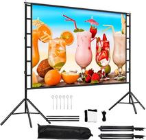 Projektoriaus ekranas su trikoju, 100 colių, nešiojamasis lauko projekcinis ekranas 16:9 4K HD, be raukšlių, skirtas priekinei ir galinei projekcijai, sulankstomas namų kino ekranas sodui, stovyklavietei ir patalpoms