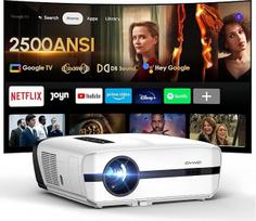 Projektorius "Google TV 4K HDR10+", 2500 ANSI liumenų dienos šviesos namų kino projektorius [motorizuotas objektyvo dangtelis], "Dolby Audio", automatinis fokusavimas, "WiFi" / "Bluetooth" / HDMI,