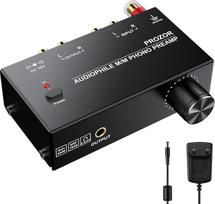 PROZOR gramofono stiprintuvas Audiofilinis M/M Phono stiprintuvas su lygio valdikliais RCA įvesties ir išvesties sąsajos, įskaitant 12 V 1 A maitinimo adapterį, juodas