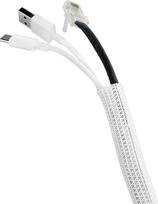 QWORK® savaime užsidaranti kabelių įvorė, pjaunamas austas kabelių kanalas, balta, kabelių apsauga, skersmuo 13-20 mm, 3 metrai