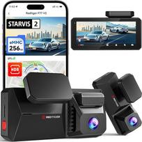 REDTIGER Dviguba 4K vaizdo kamera automobiliui su 256GB eMMC, STARVIS 2 IMX678 priekinė galinė vaizdo kamera su dvigubu HDR, valdymu balsu, 4 colių jutikliniu ekranu, integruotu 5,8 GHz "WiFi", GPS, HDR naktiniu matymu (F77 V2)