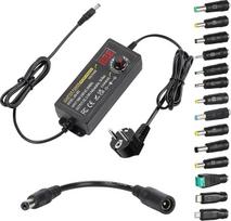Reguliuojamas maitinimo šaltinis 24V 3A 72W, universalus maitinimo šaltinio adapteris 3V~24V, reguliuojamas maitinimo adapteris, 100V-240V AC/DC keitiklis su 14 nuolatinės srovės antgalių ir 1 atvirkštinio poliariškumo laidu, skirtas 3V-24V buitinei elekt