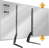 RICOO televizoriaus stovas FS502 Rack Monitoriaus laikiklis Universalus LED išlenktas QLED QE OLED televizoriaus pjedestalas Lentyna Stalas Ekrano aukštis Stalinis rėmas/30-65 colių/VESA 400x400 600x400/juodas