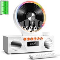 ROADOM Retro CD grotuvas su "Bluetooth 5.3" ir dviem garsiakalbiais, 4000 mAh akumuliatoriumi, "6-in-1" atkūrimu (CD/USB/TF/FM/AUX/BT), RGB apšvietimu, nešiojamas CD grotuvas namams