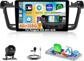 Roinvou 4+128G Android 15 automobilinis radijas Peugeot 508 2011-2018 su Carplay Android Car, 9 colių automobilinis radijas su jutikliniu ekranu, GPS Bluetooth EQ WiFi RDS FM SWC MIC atbulinės eigos kamera