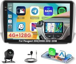 Roinvou 4+128G Android 15 Autoradio für Peugeot 208/2008 2012-2018 mit Carplay Android Auto, 10 Zoll Auto Radio Incell Touchscreen mit GPS Bluetooth EQ WiFi RDS FM SWC MIC Rückfahrkamera