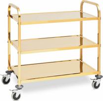Royal Catering Maitinimo vežimėlis serviravimui 3 lentynos 89,5 x 49,5 cm iki 240 kg - aukso spalvos