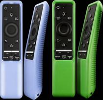 Schutzhülle kompatibel mit Samsung Smart-TV-Fernbedienung BN59-Serie, leichte Silikon-Schutzhülle, stoßfest, rutschfest, leuchtet Himmelblau und leuchtet grün, 2 Stück
