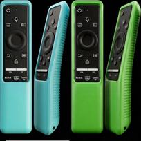 Schutzhülle kompatibel mit Samsung Smart-TV-Fernbedienung BN59-Serie, leichte Silikon-Schutzhülle, stoßfest, rutschfest, leuchtet grün und leuchtend, Blau, 2 Stück
