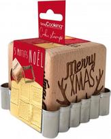 SCRAP COOKING 5138 Medinis kalėdinių sausainių antspaudas - su 1 sausainių pjaustytuvu sausainiams ir kauliukams Xmas su 5 graviruotomis pusėmis - formos dekoracija