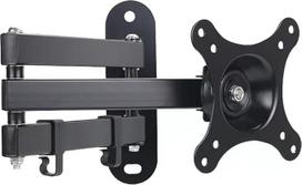 Sieninis TV monitoriaus laikiklis "Show 15", reguliuojamas kronšteinas, pasukamas ir pakreipiamas, universalus 13-30 colių 100 x 100, 75 x 75 mm metaliniam televizoriaus laikikliui (juodas)