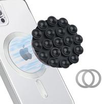 Silikoninis siurbiamasis telefono dėklas, magnetinis telefono laikiklis, silikoninis laisvų rankų įrangos telefono priedas "iPhone" ir "Android", veidrodis dušui, vaizdo įrašams ir asmenukėms, juodas