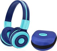 SIMOLIO vaikiškos "Bluetooth" ausinės, sulankstomos belaidės vaikiškos ausinės su ribotu garsumu, "Bluetooth" ausinės su kietu dėklu, belaidės ausinės su "Bluetooth" ir laidu paaugliams -