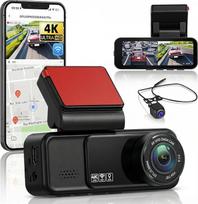SIXTOP Dashcam 4K priekinė ir 2K galinė automobilinė vaizdo kamera su naktiniu matymu, BSD/ADAS/LCA, 3,16 colių ekranas su 24 val. parkavimo stebėjimu, G jutikliu, kilpos įrašymu, GPS navigacija
