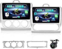 SIXWIN 4+128G Android 15 automobilinis radijas, skirtas "Ford Focus Exi MT 2 3 Mk2/Mk3 2004-2011" su "CarPlay"/"Android Auto"/"Mirror Link", 9 colių HD jutiklinis ekranas, palaiko "WiFi" GPS, "Bluetooth", FM/RDS