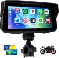 SIXWIN 6,86 colių motociklų GPS navigacijos sistema su belaidžiu "CarPlay" ir "Android Car", IP68 vandeniui atsparus jutiklinis ekranas, "Bluetooth", padangų slėgio stebėjimas, ekrano atspindys motociklui