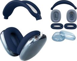 SOULWIT "AirPods Max" pakaitinis rinkinys - tinklelio ausų pagalvėlės + ausinės dangtelis + TPU apsauginis dėklas + silikoninis ausų pagalvėlės dangtelis, prakaitui ir įbrėžimams atsparūs priedai su minkštesne putų pagalvėle