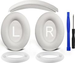 SOULWIT ausų pagalvėlės + galvos juosta + silikoninis ausų pagalvėlių apsauginis dangtelis, "Bose QuietComfort 45" (QC45)/"QuietComfort SE" (QC SE)/"QuietComfort SE" (QC SE)/naujų "Quiet Comfort" belaidžių ausinių per ausis keitimo rinkinys